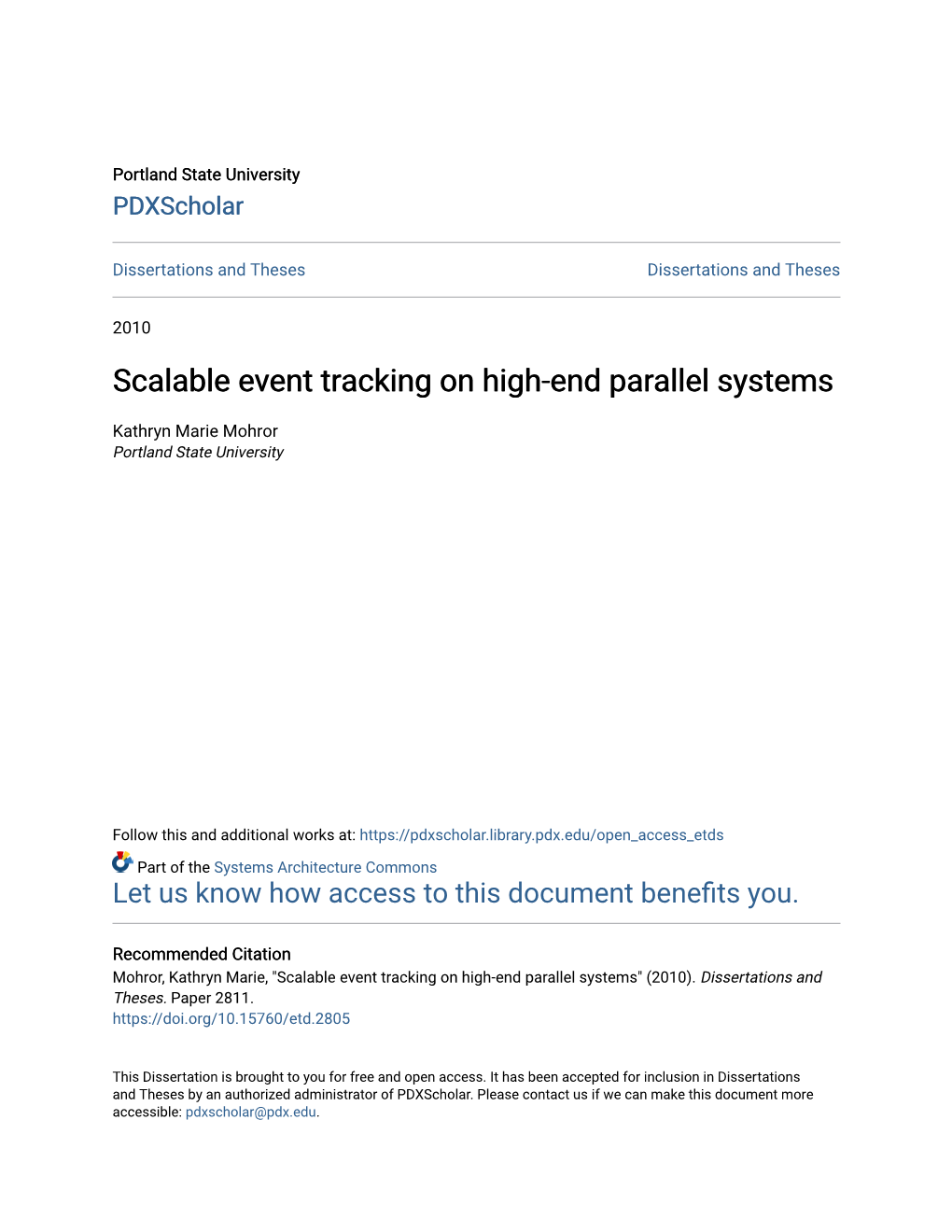Scalable Event Tracking on High-End Parallel Systems