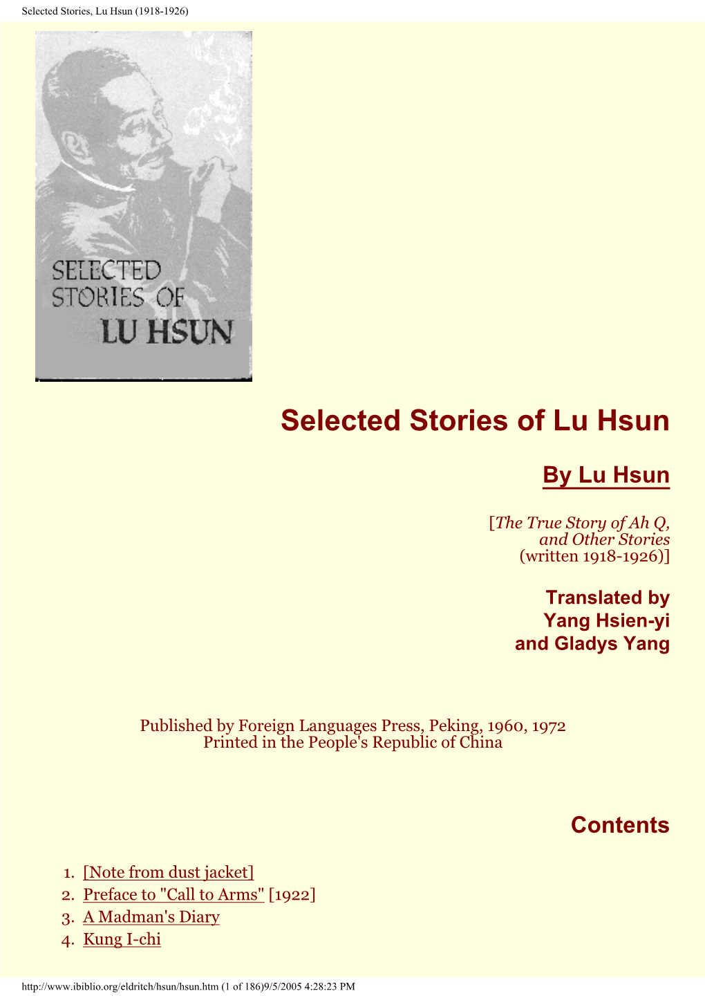 Selected Stories, Lu Hsun (1918-1926)