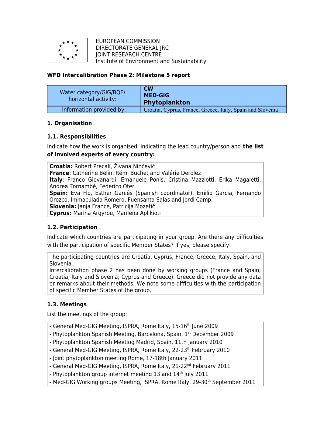 Template for the Milestone Reports