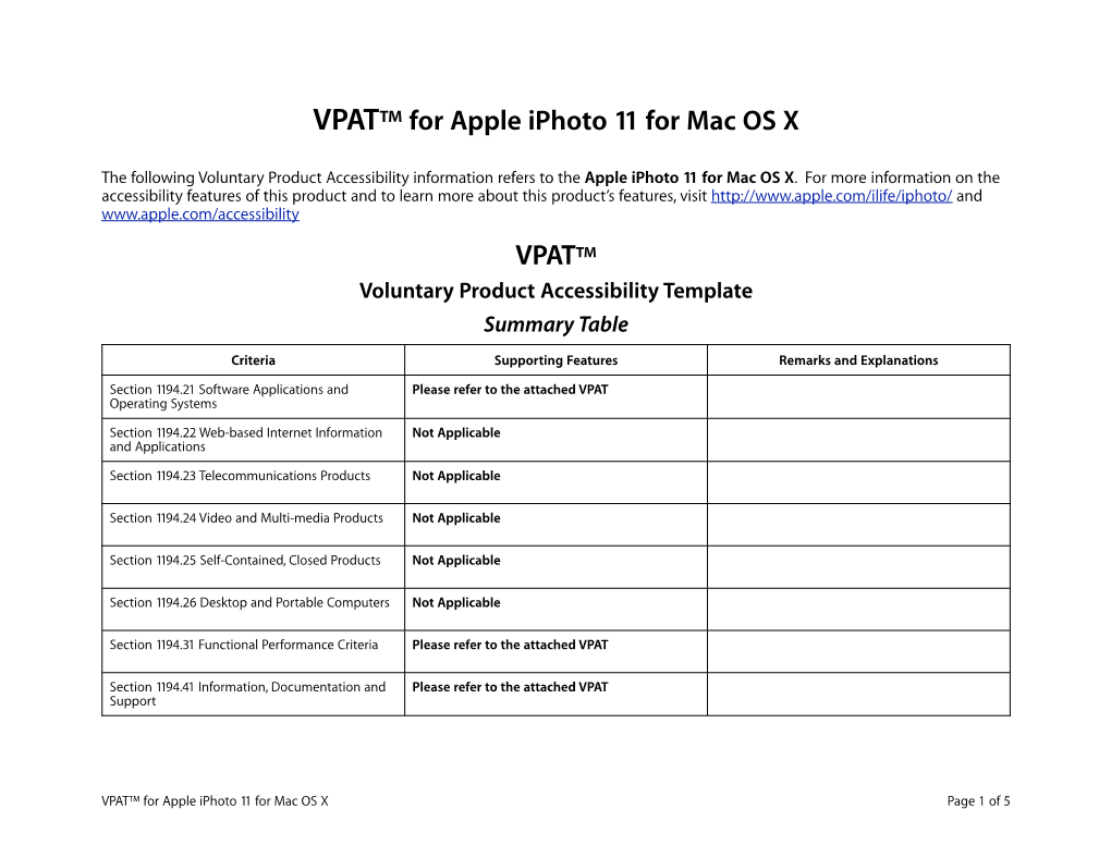 VPAT™ for Apple Iphoto 11 for Mac OS X VPA VPAT™