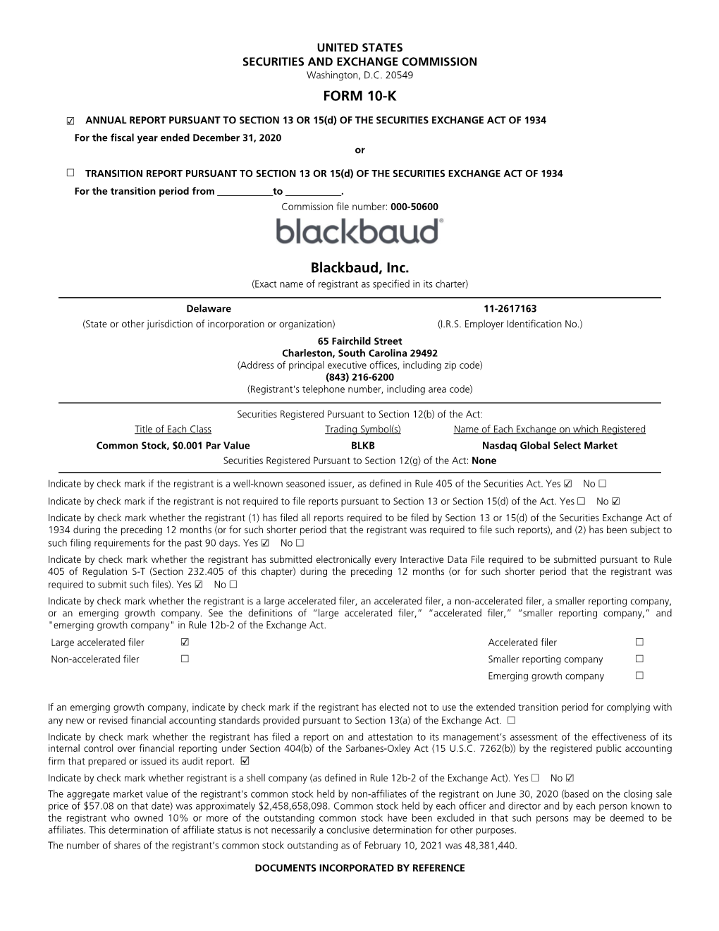 2020 Annual Report on Form 10-K