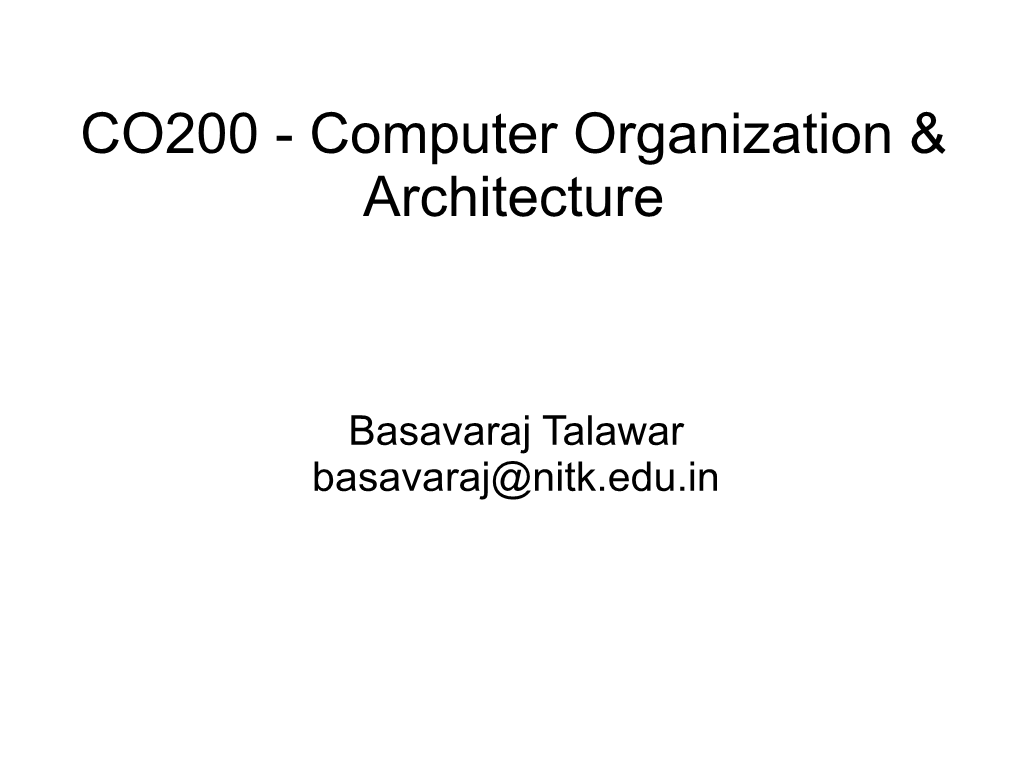 CO200 - Computer Organization & Architecture
