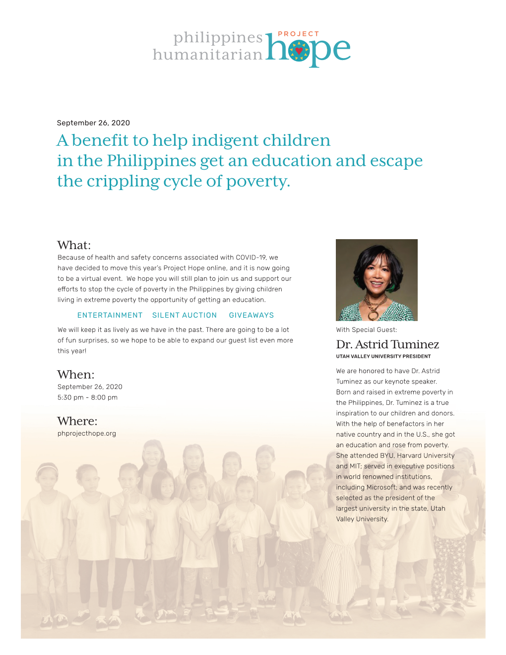 A Benefit to Help Indigent Children in the Philippines Get An