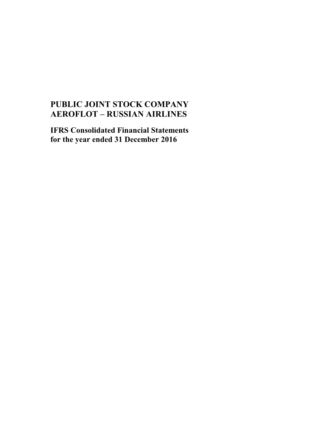 Public Joint Stock Company Aeroflot – Russian Airlines