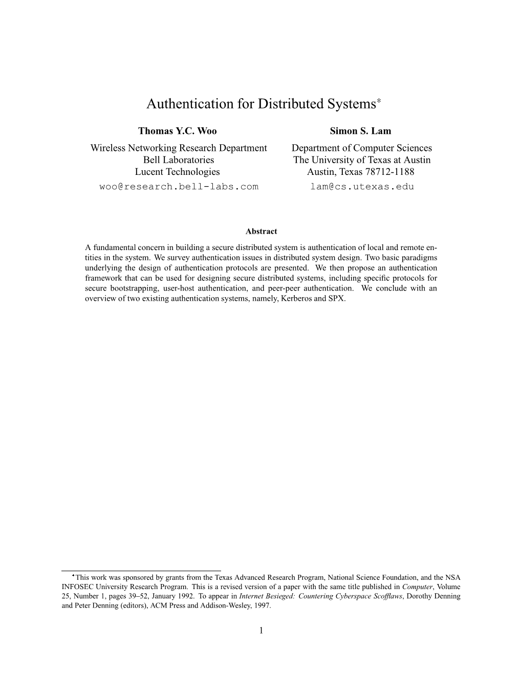 Authentication for Distributed Systems