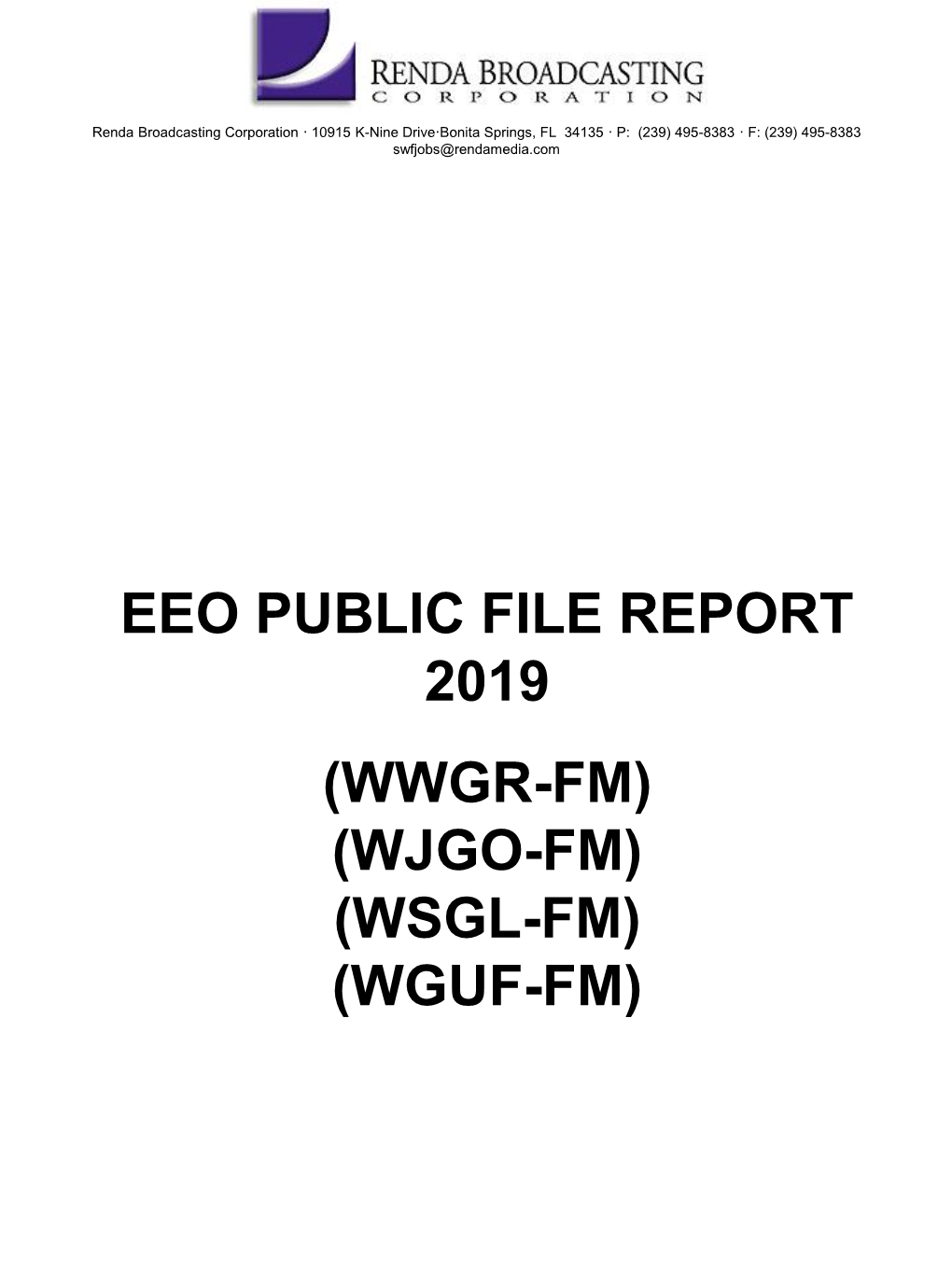 Eeo Public File Report 2019 (Wwgr-Fm) (Wjgo-Fm)