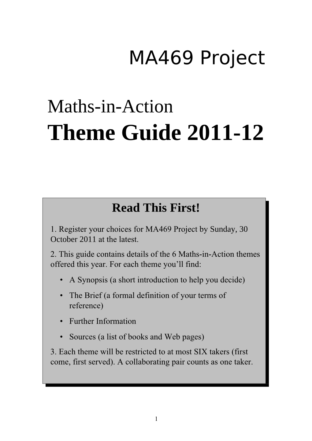 MA469 Project Maths-In-Action