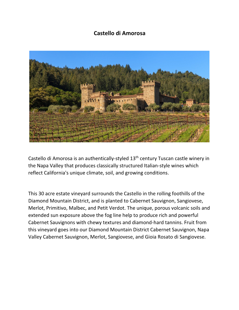 Learn More About Castello Di Amorosa and Bill Here