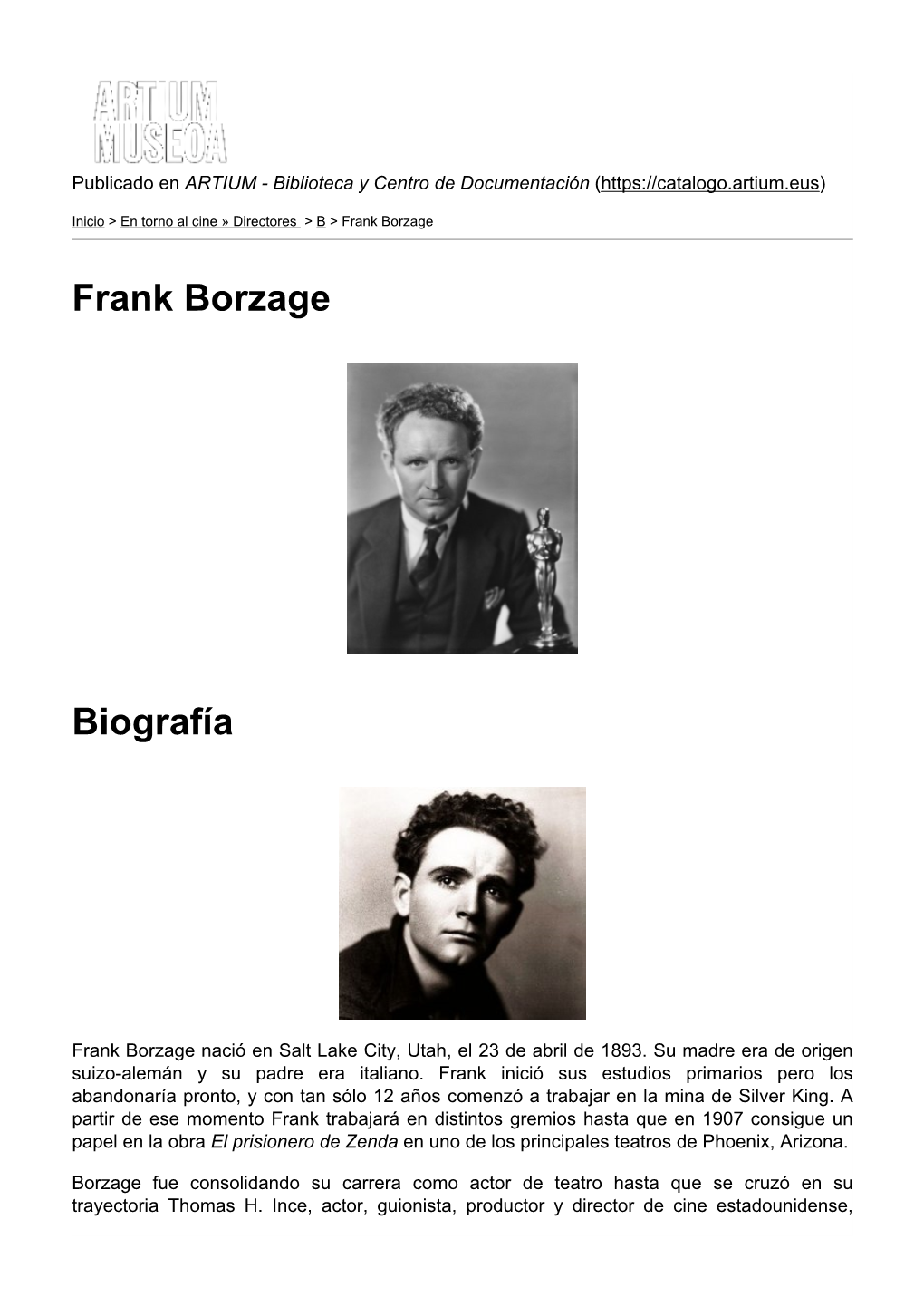 Frank Borzage Biografía