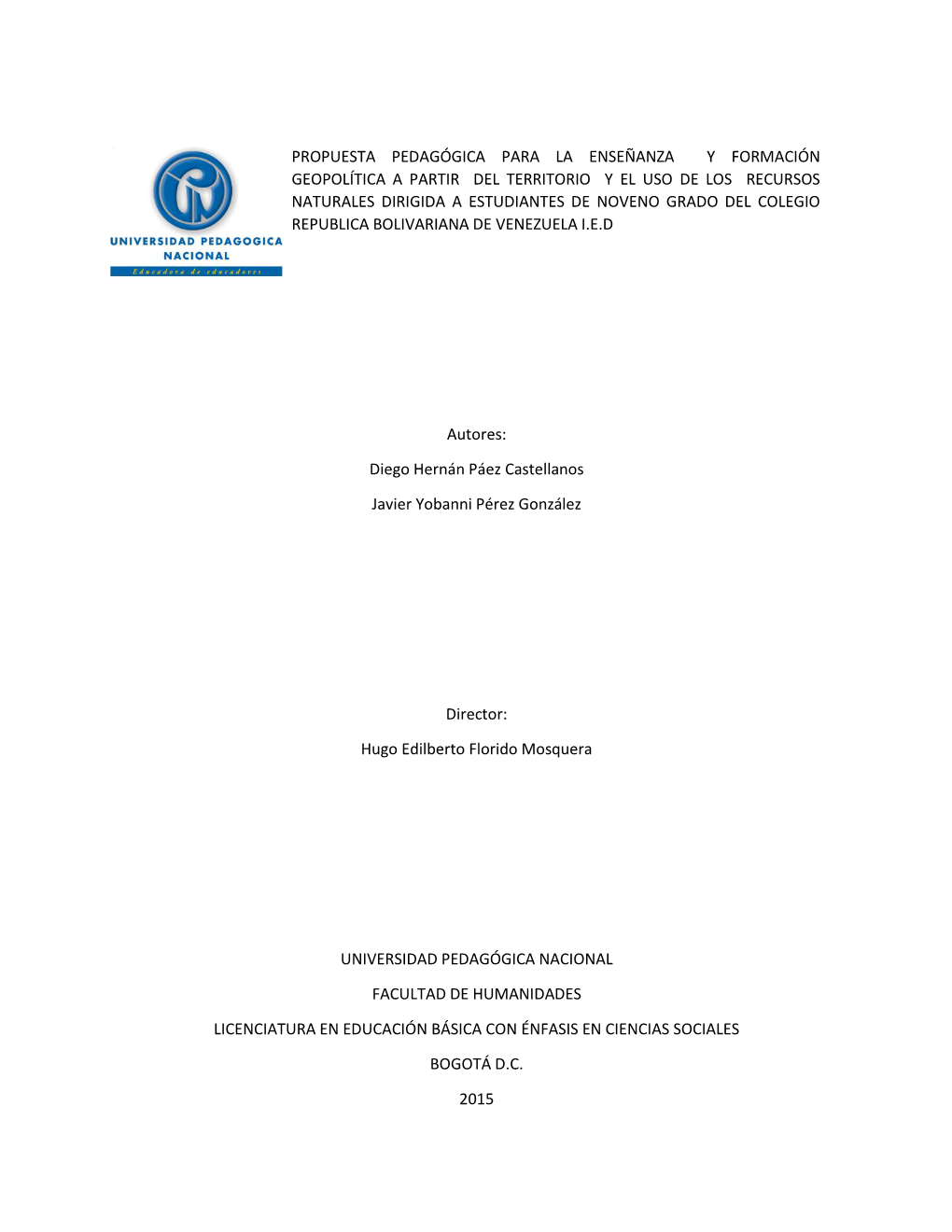 Propuesta Pedagógica Para La Enseñanza Y Formación