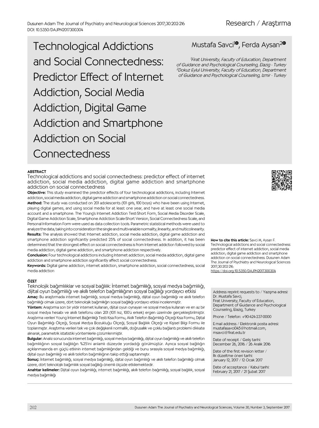 Technological Addictions and Social Connectedness