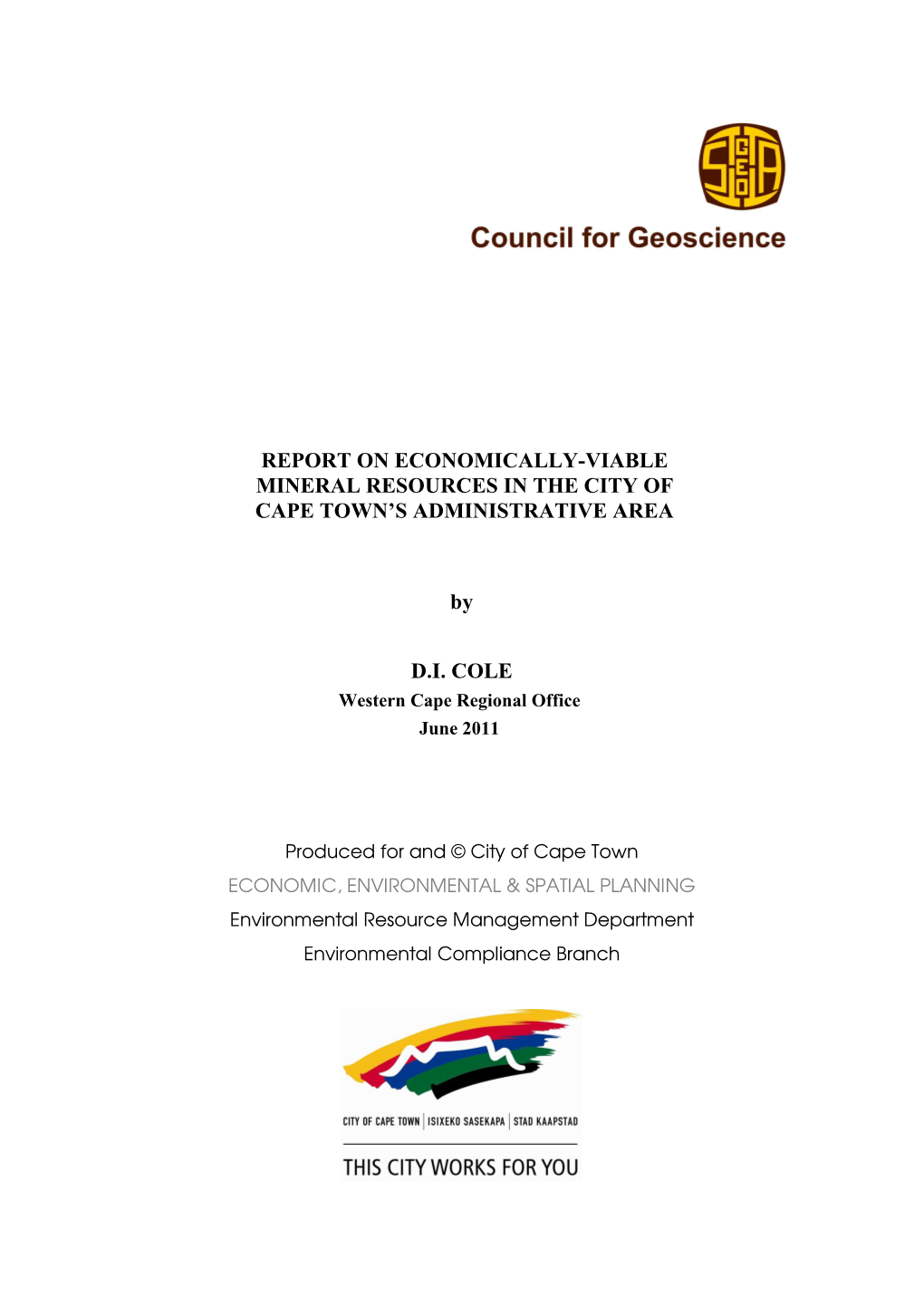 Report on Economically-Viable Mineral Resources in the City of Cape Town’S Administrative Area