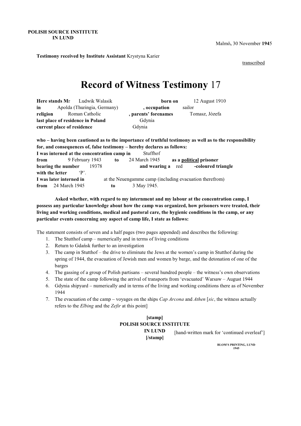 Record of Witness Testimony 17