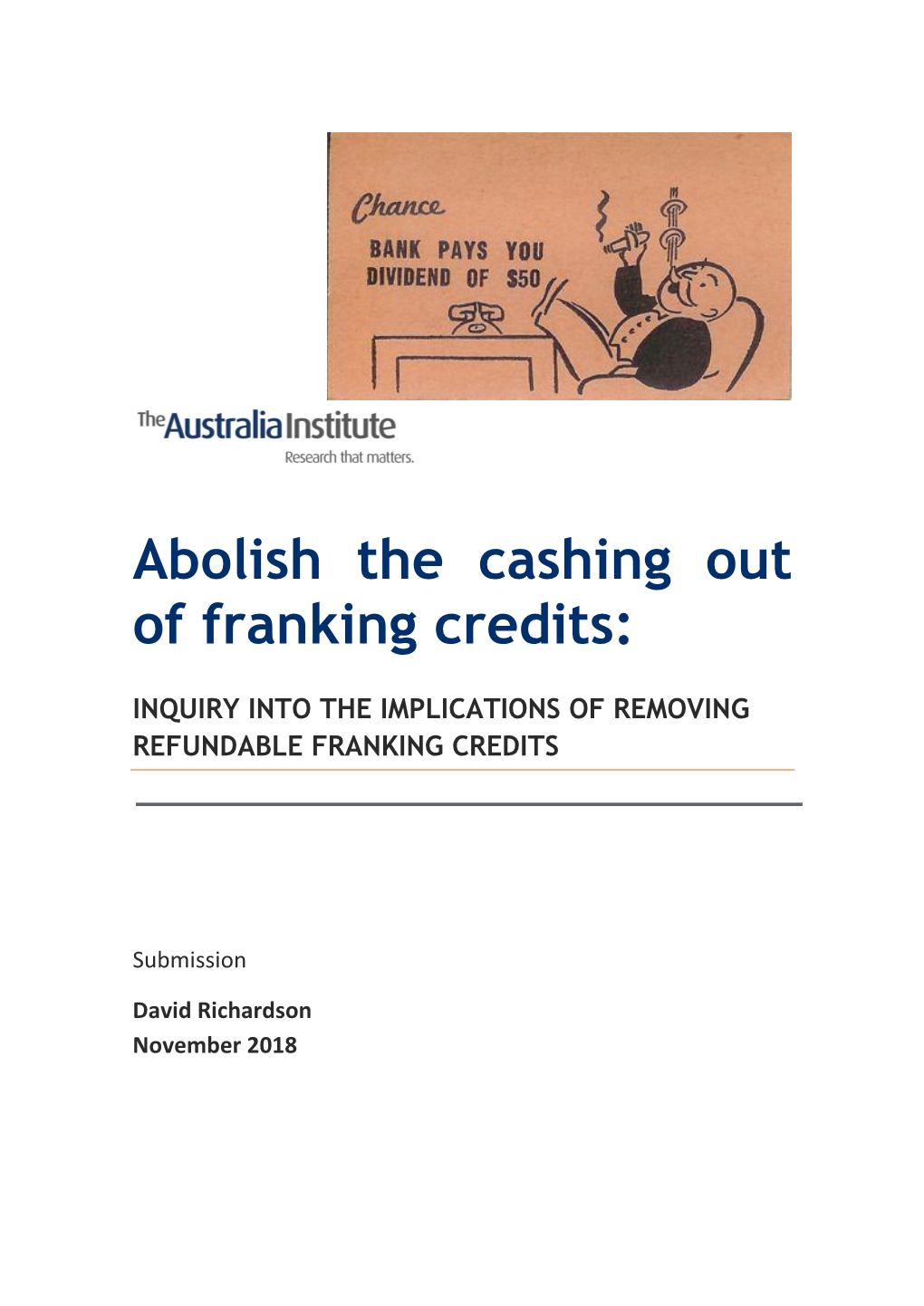 Abolish the Cashing out of Franking Credits