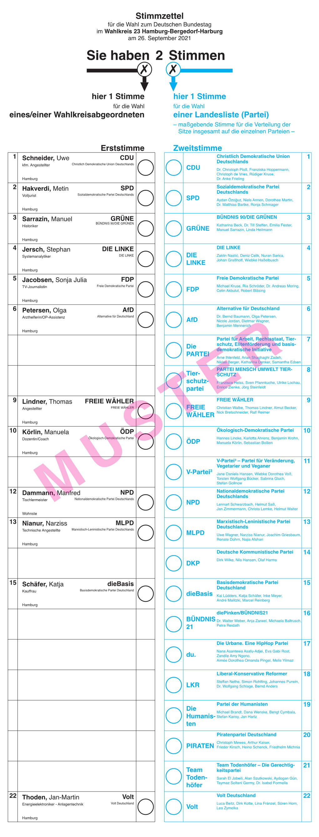 Musterstimmzettel Wahlkreis 23 (PDF, 588,9