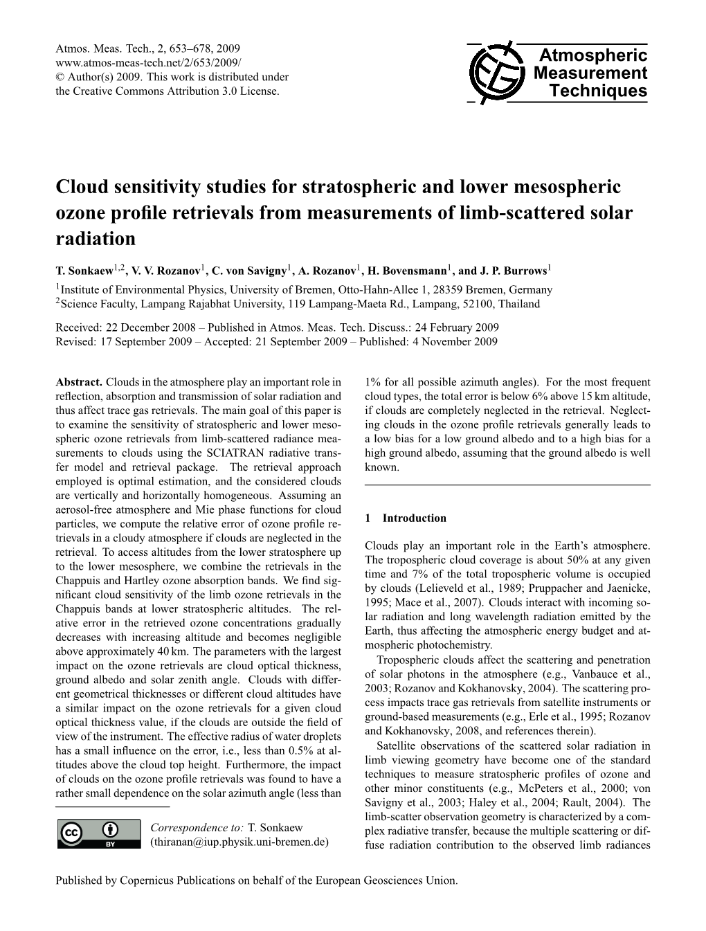 Cloud Sensitivity Studies for Stratospheric and Lower Mesospheric Ozone Proﬁle Retrievals from Measurements of Limb-Scattered Solar Radiation