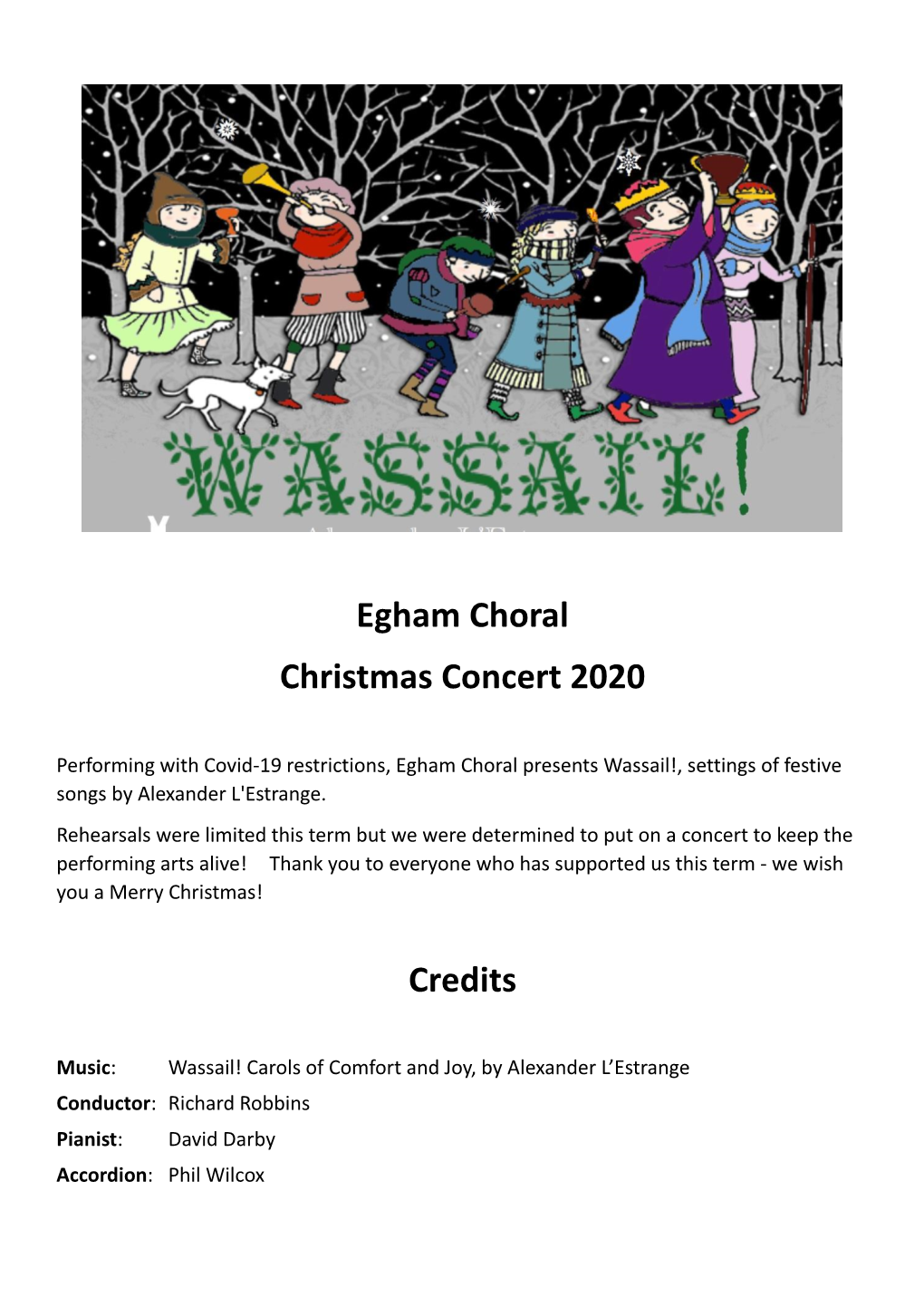 Egham Choral Christmas Concert 2020 Credits