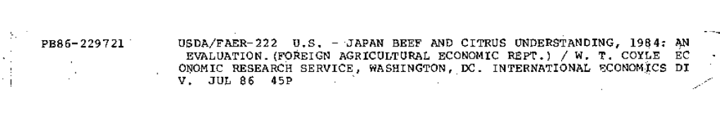The 1984 US-Japan Beef and Citrus Understanding