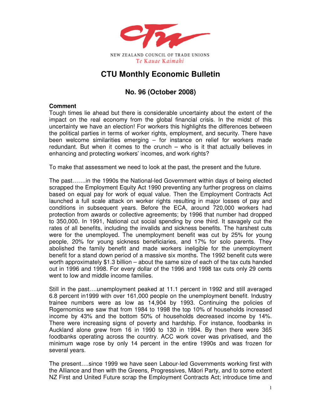 CTU Monthly Economic Bulletin
