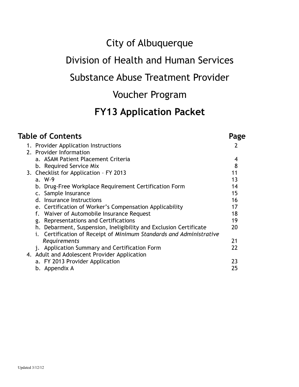 FY05 Substance Abuse Treatment Voucher Program Application Package