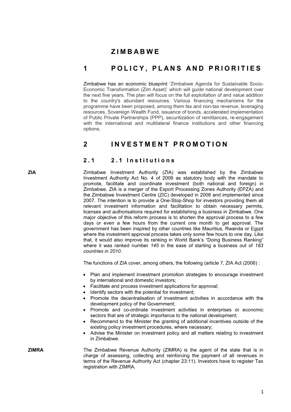 1 Policy, Plans and Priorities s2