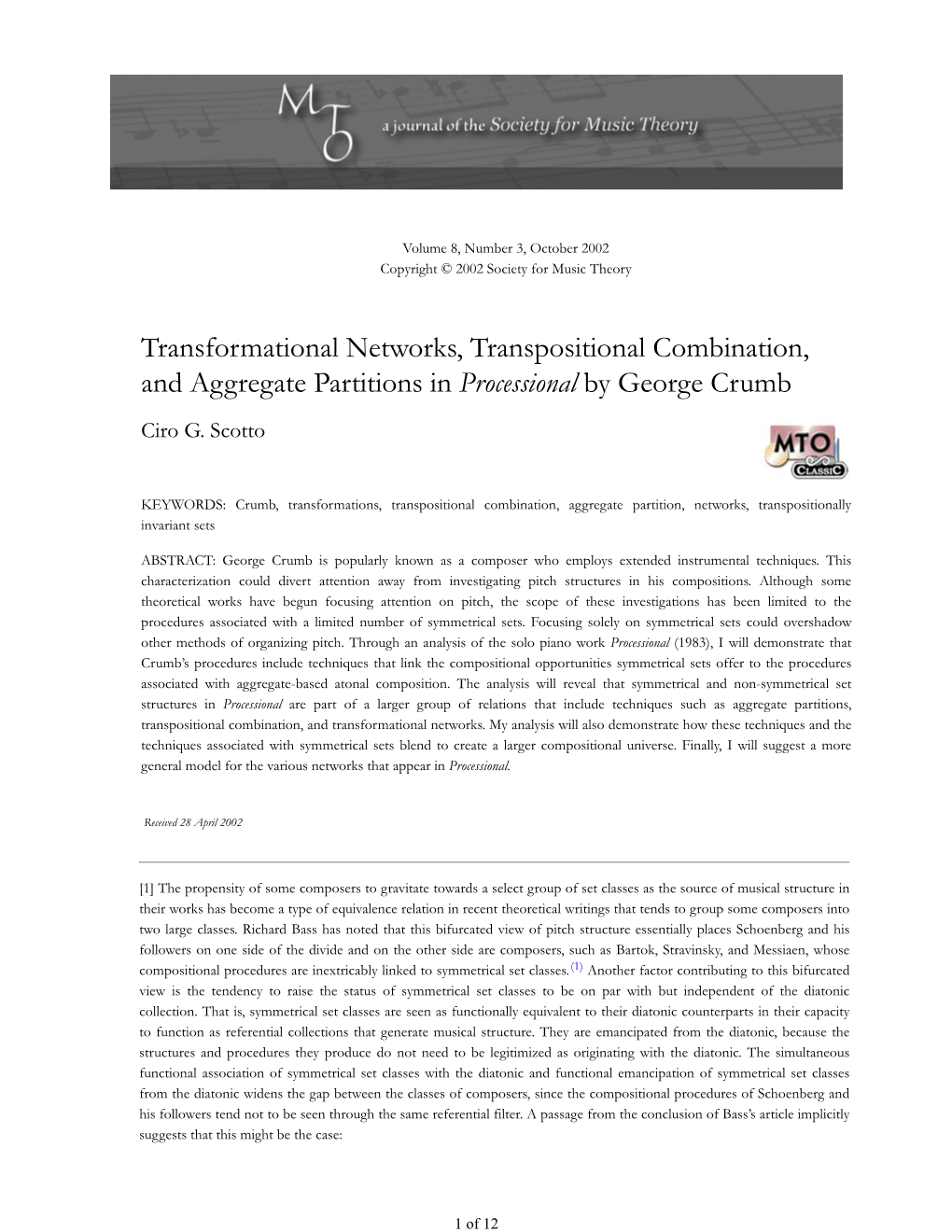 MTO 8.3: Scotto, Transformational Networks, Transpositional
