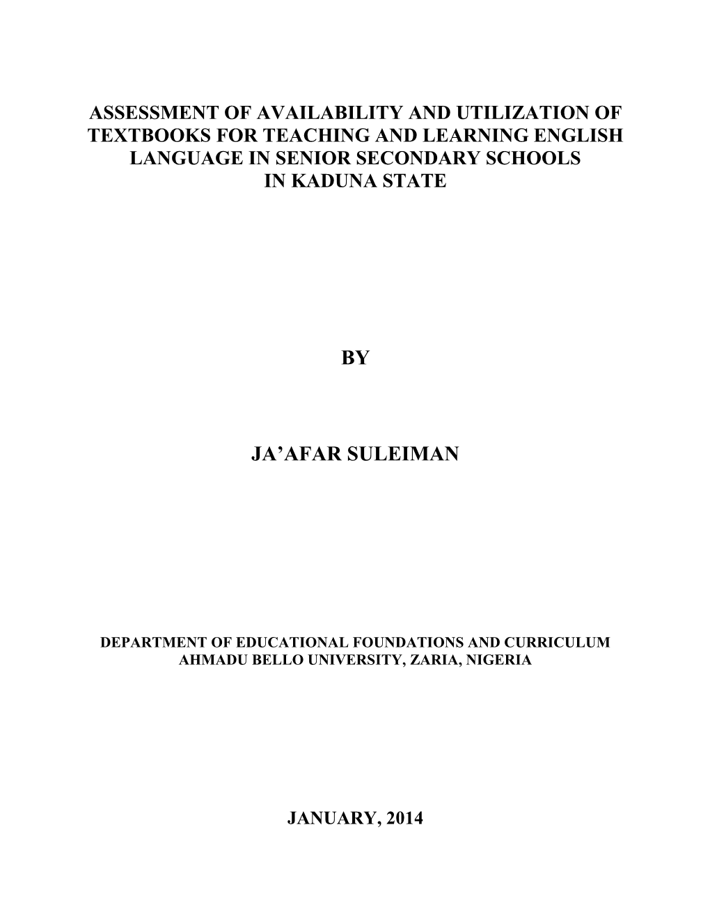 Ja'far's Thesis