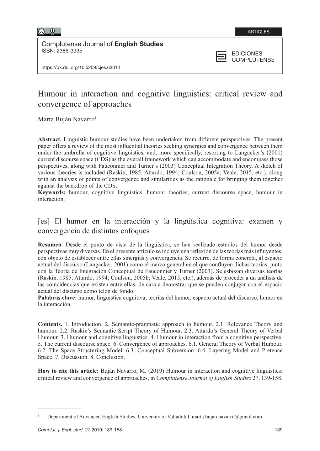 Humour in Interaction and Cognitive Linguistics: Critical Review and Convergence of Approaches