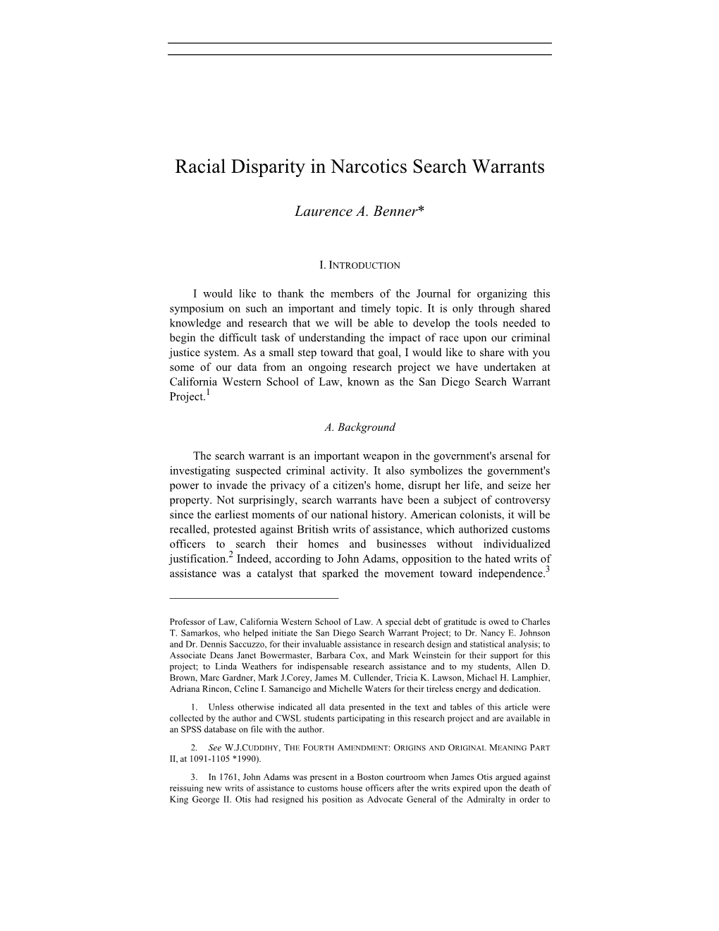 Racial Disparity in Narcotics Search Warrants