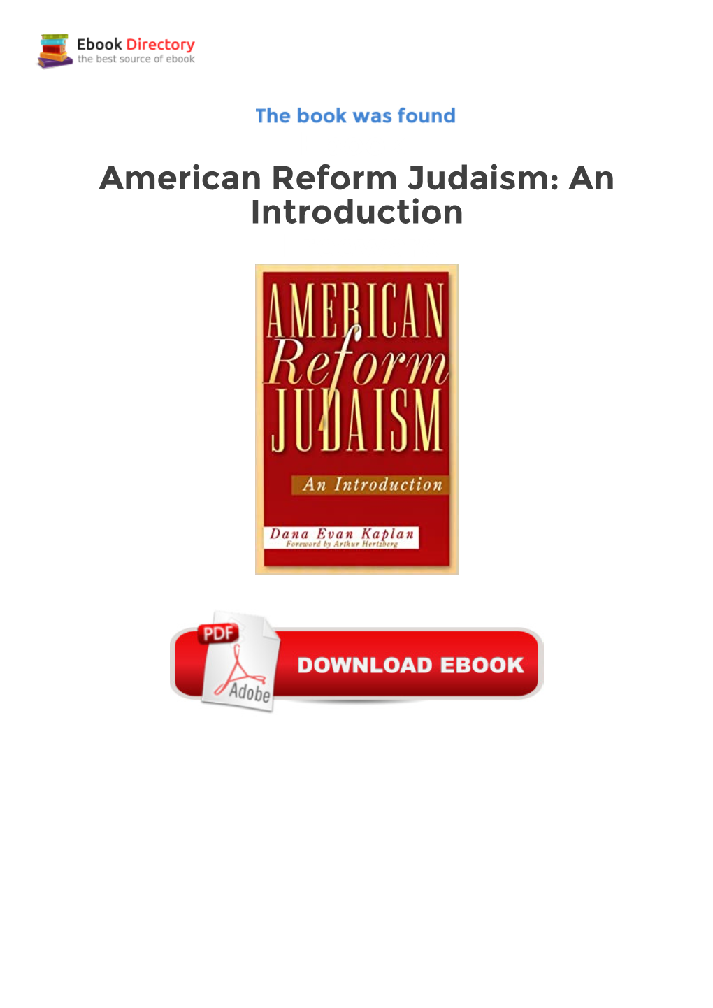 Ebook American Reform Judaism: an Introduction Freeware