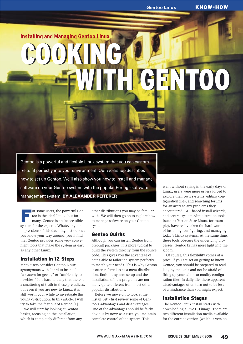 Installing and Managing Gentoo Linux COOKINGCOOKING WITHWITH GENTOOGENTOO