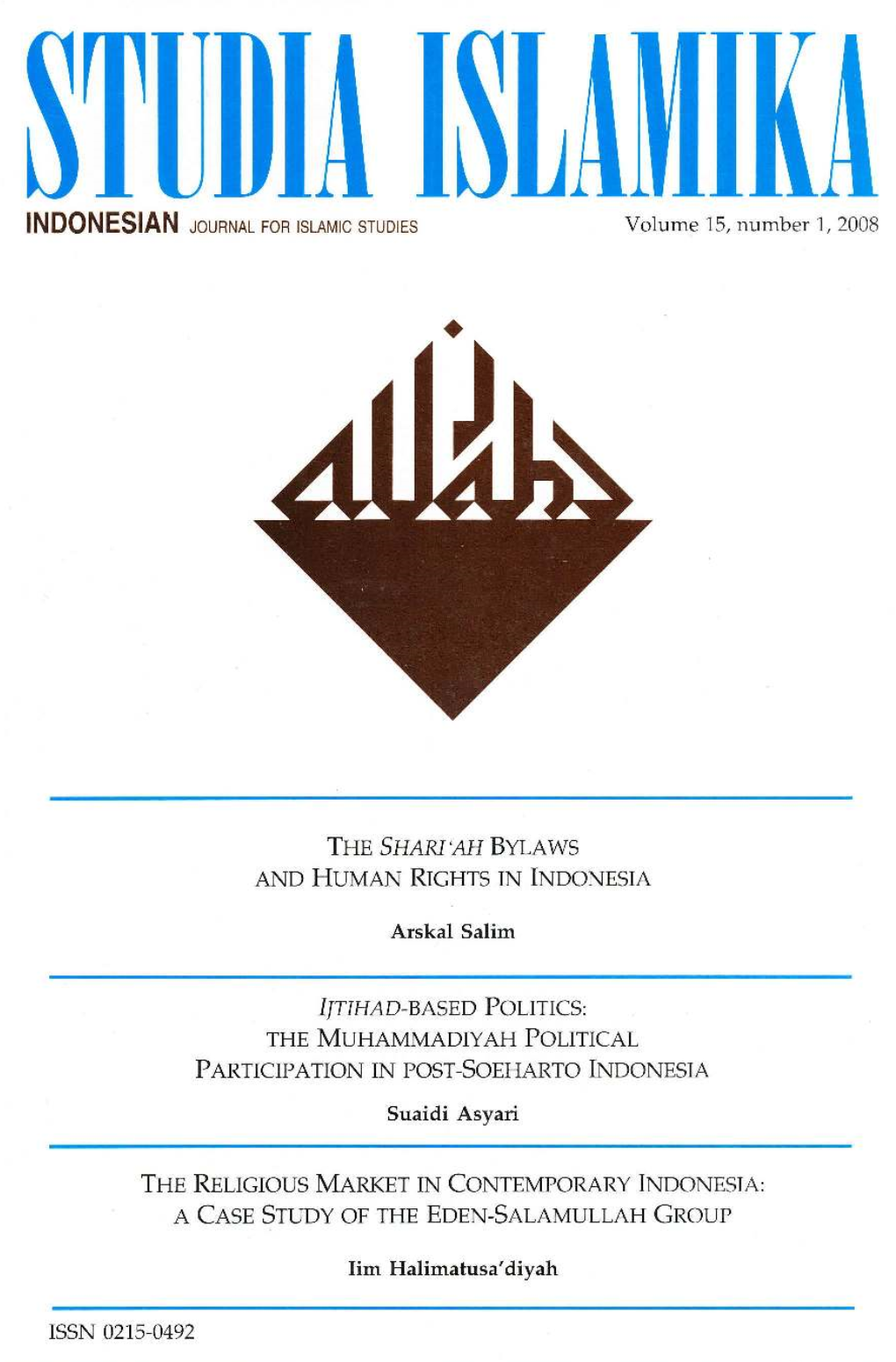 $Lati I(A Indonesianlounr'rnr- Ron ISLAMIC STUDIES Volume 15, Number 7,2008