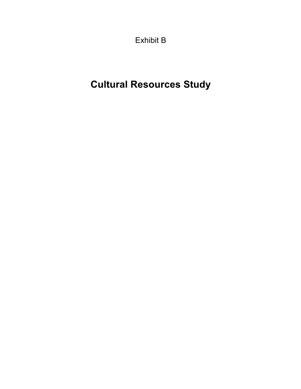 Cultural Resources Study