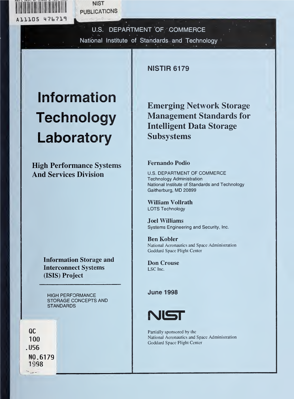 Emerging Network Storage Management Standards for Intelligent Data Storage Subsystems