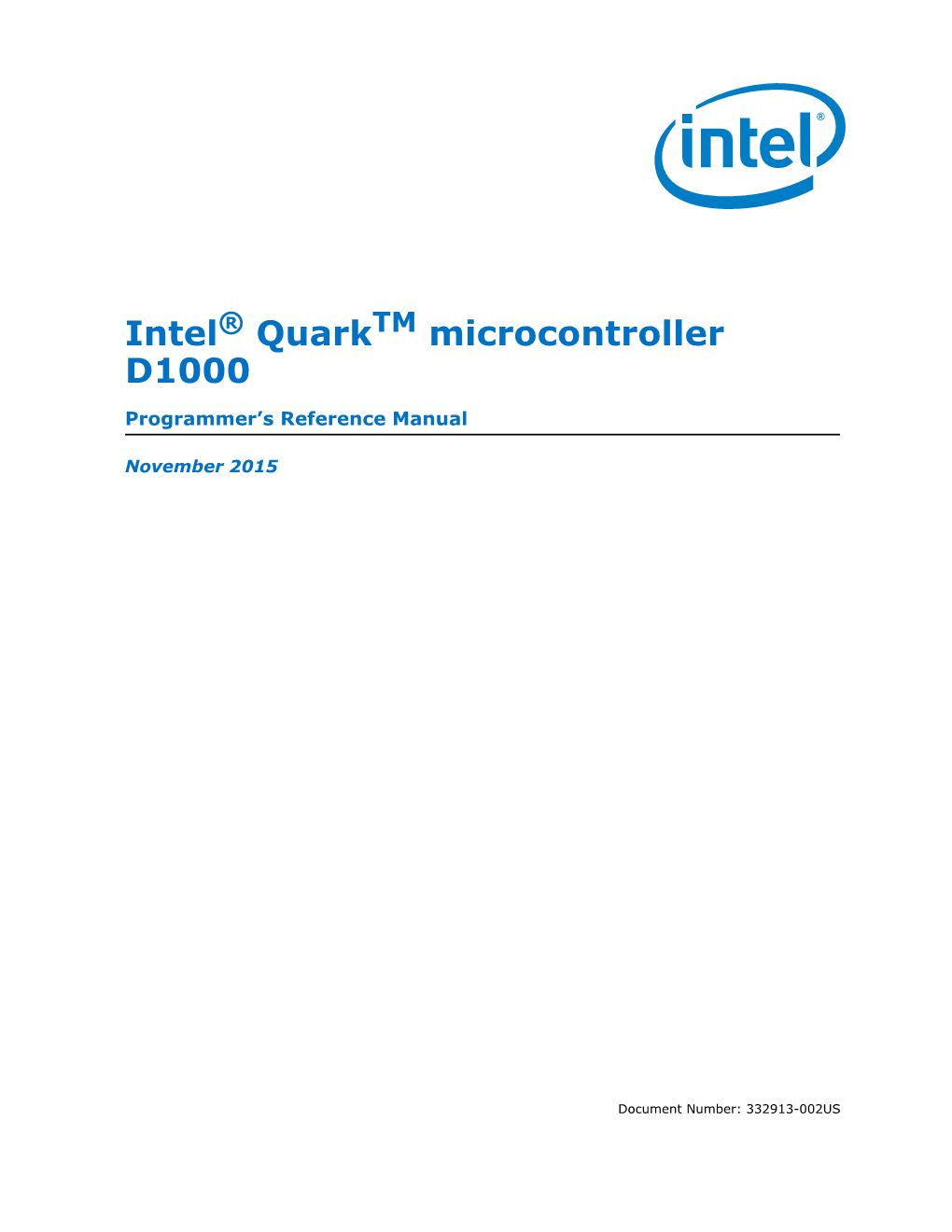 Intel Quark Microcontroller D1000 Programmer's Reference Manual