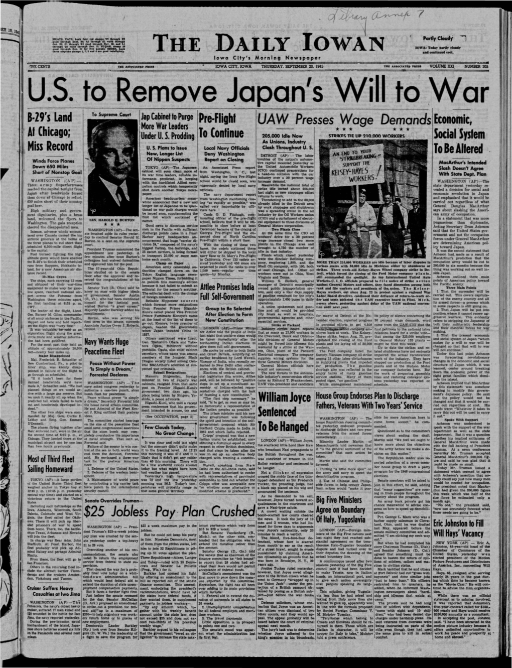 Daily Iowan (Iowa City, Iowa), 1945-09-20