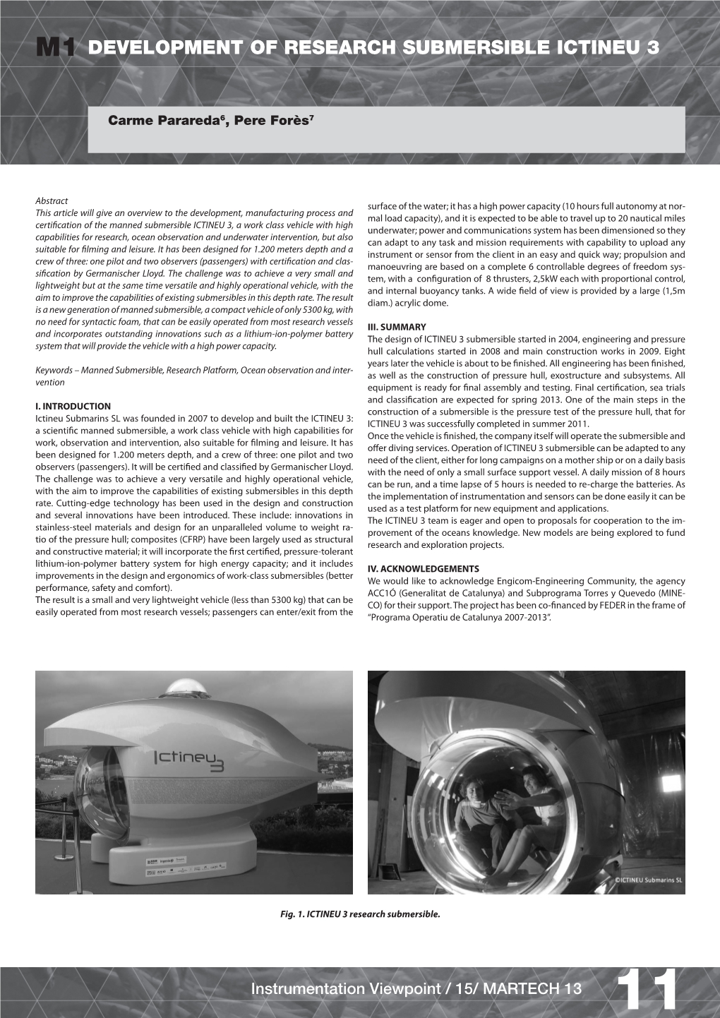 Development of Research Submersible Ictineu 3