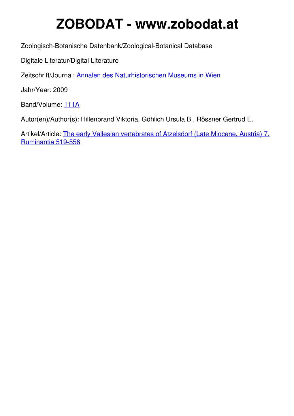 The Early Vallesian Vertebrates of Atzelsdorf (Late Miocene, Austria) 7