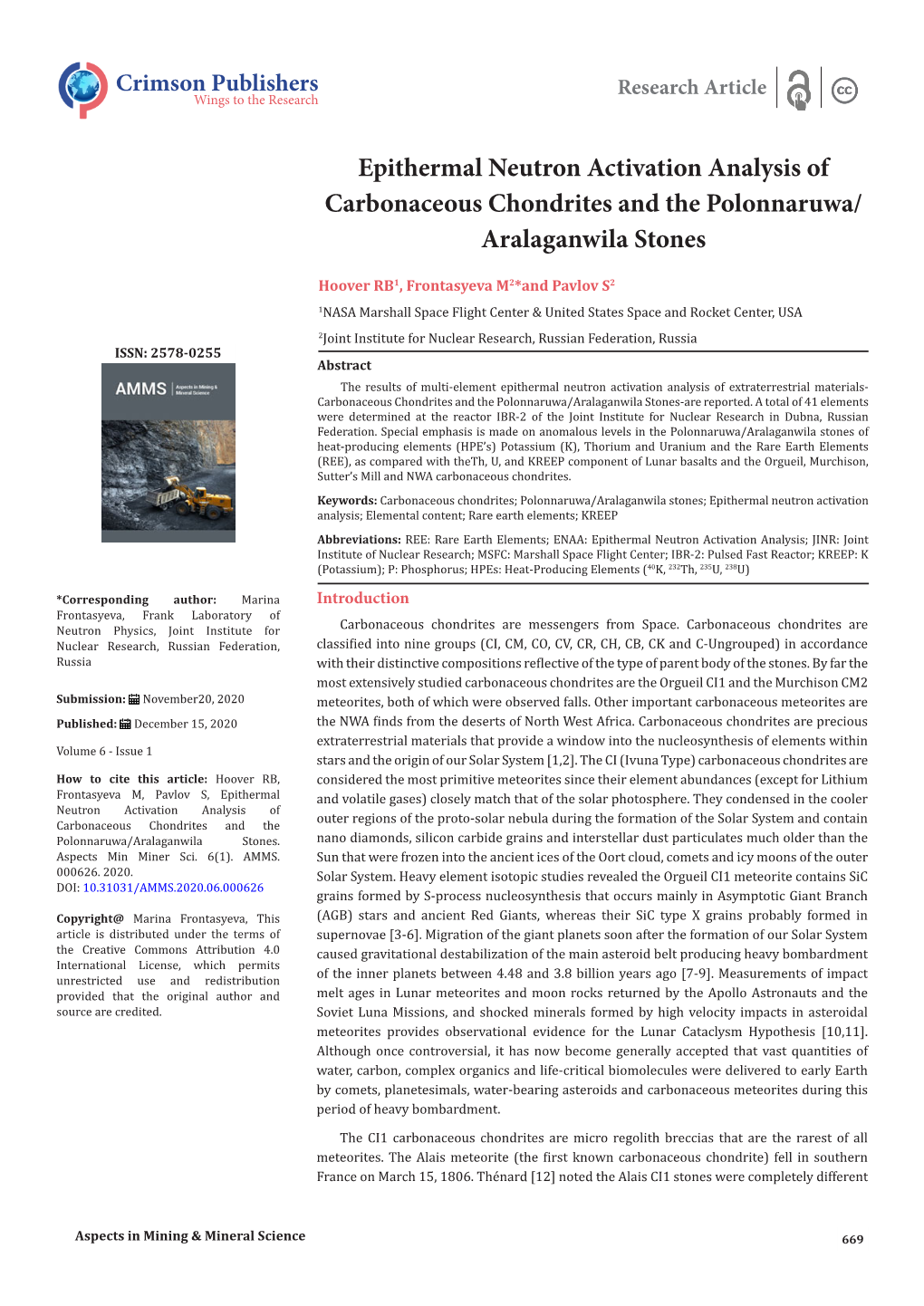 Epithermal Neutron Activation Analysis of Carbonaceous Chondrites and the Polonnaruwa/ Aralaganwila Stones