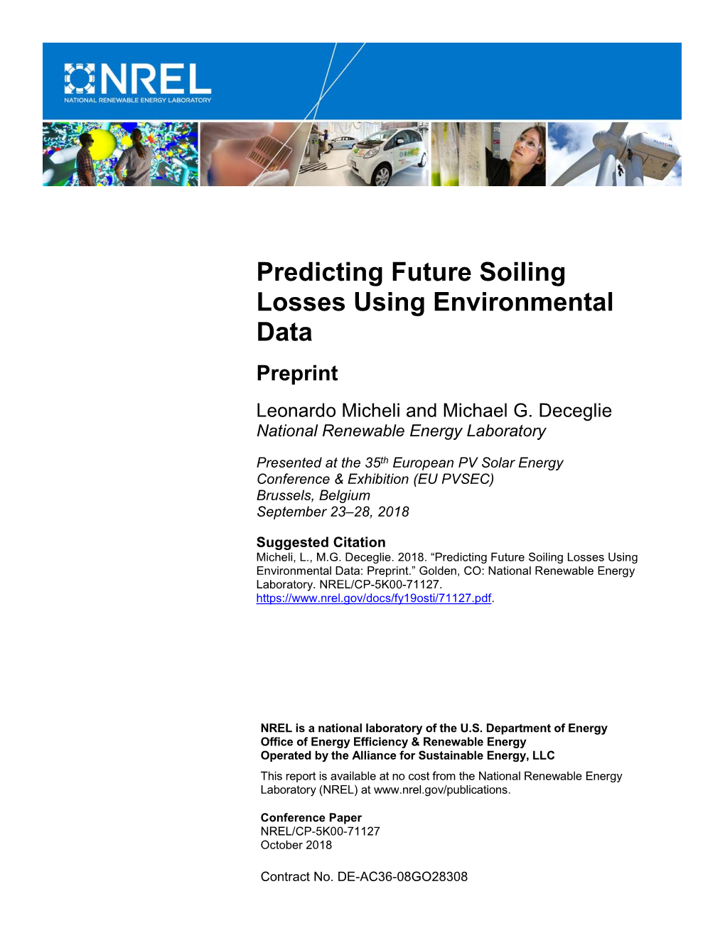 Predicting Future Soiling Losses Using Environmental Data Preprint Leonardo Micheli and Michael G