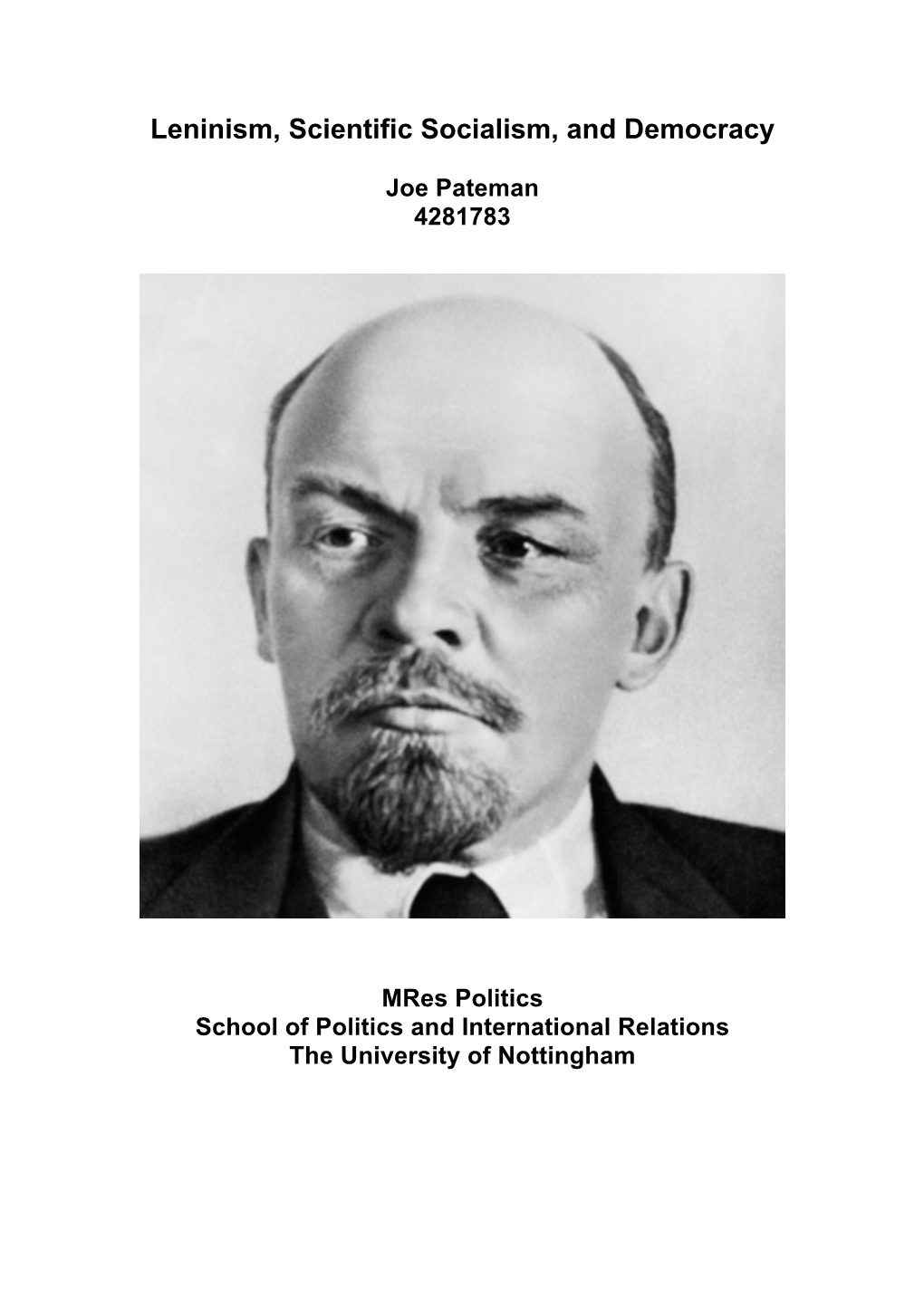 Leninism, Scientific Socialism, and Democracy