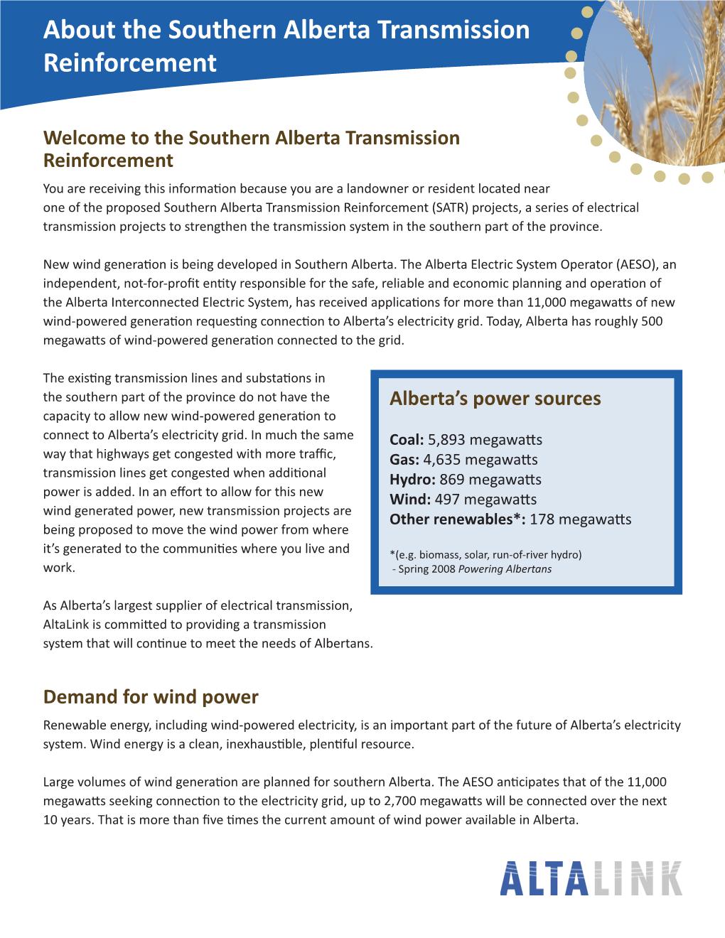 About the Southern Alberta Transmission Reinforcement