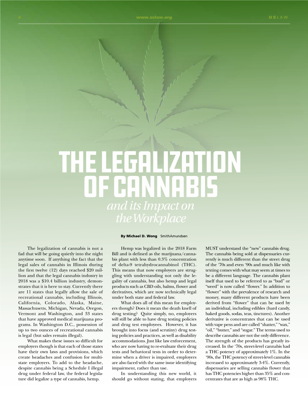 The Legalization of Cannabis and Its Impact on the Workplace