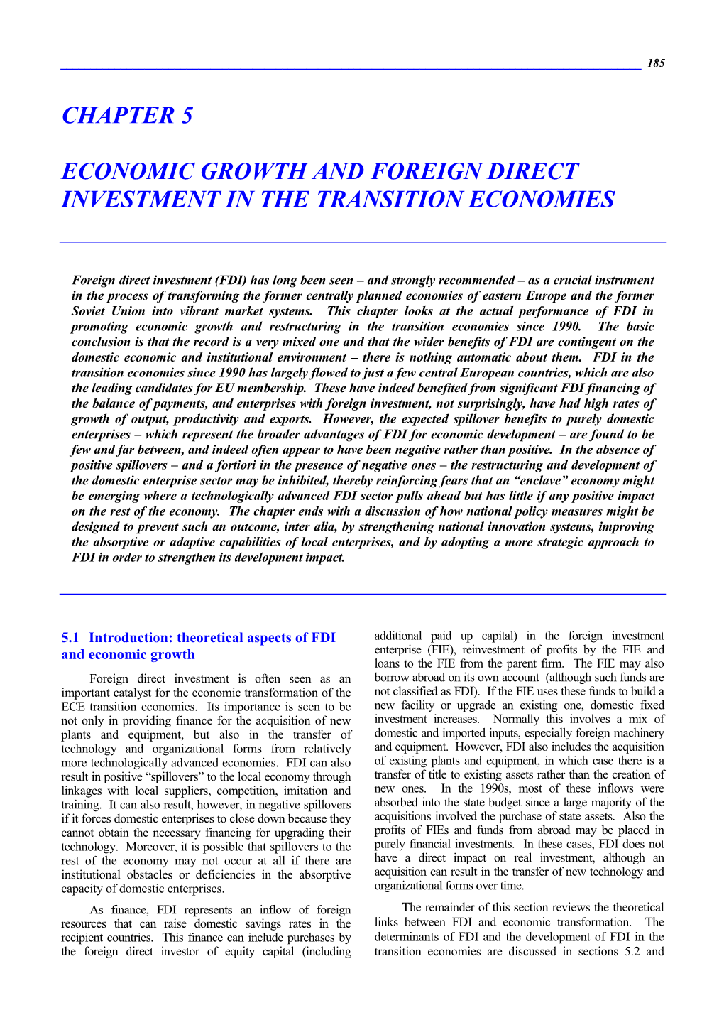 Chapter 5 Economic Growth and Foreign Direct