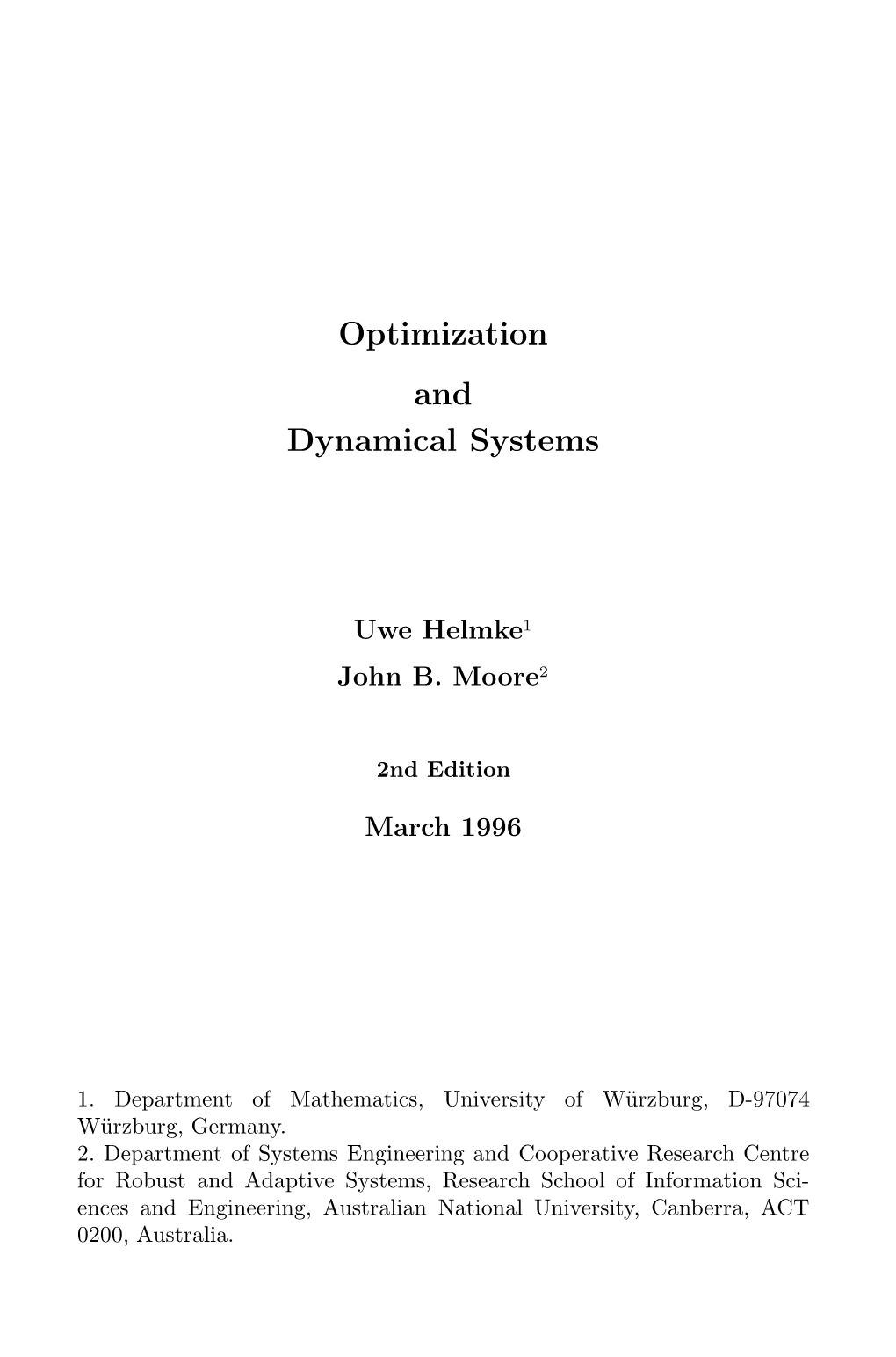 Optimization and Dynamical Systems