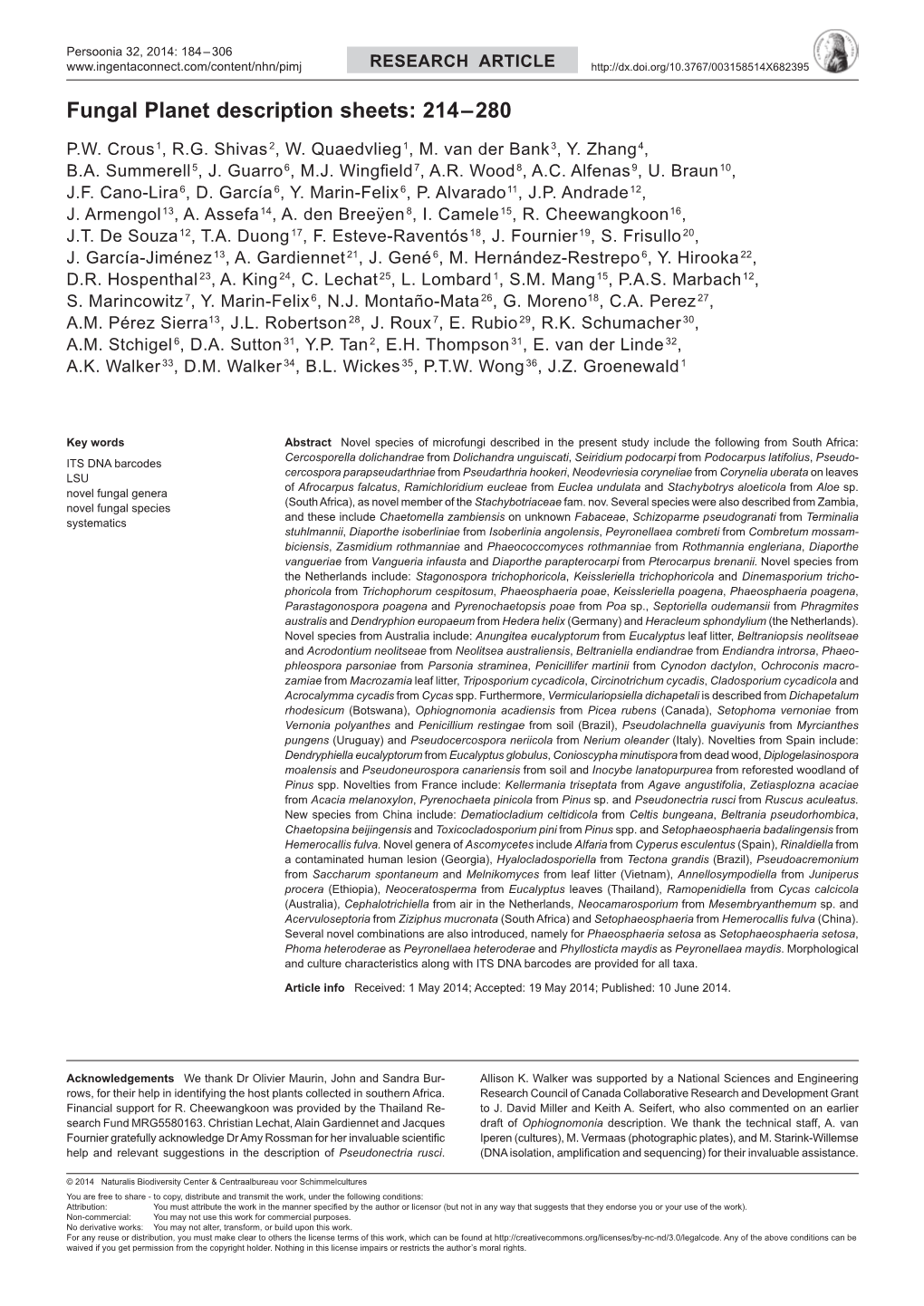 Fungal Planet Description Sheets: 214–280