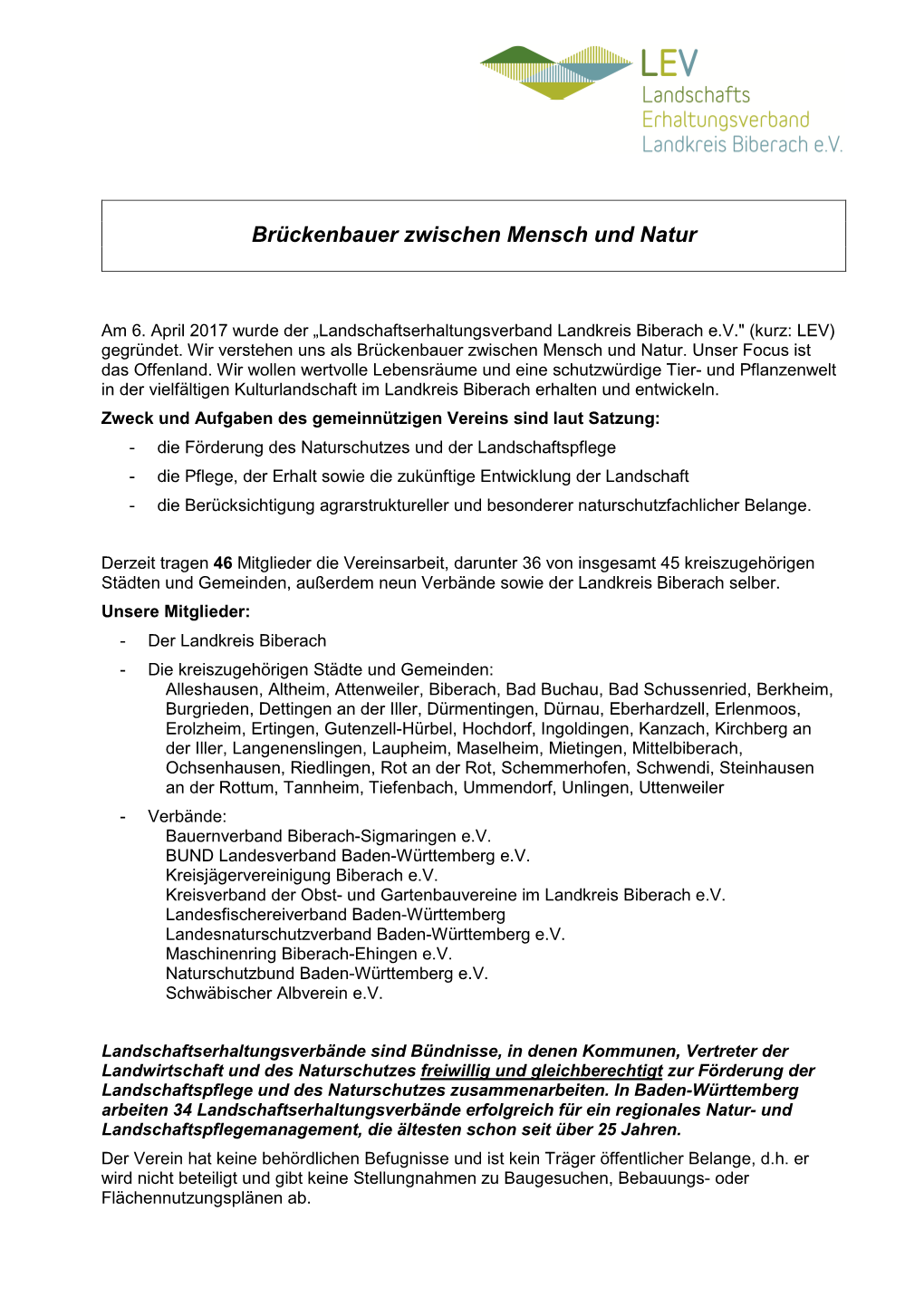 LEV-Infoblatt AKTUELL Stand Mai 2019