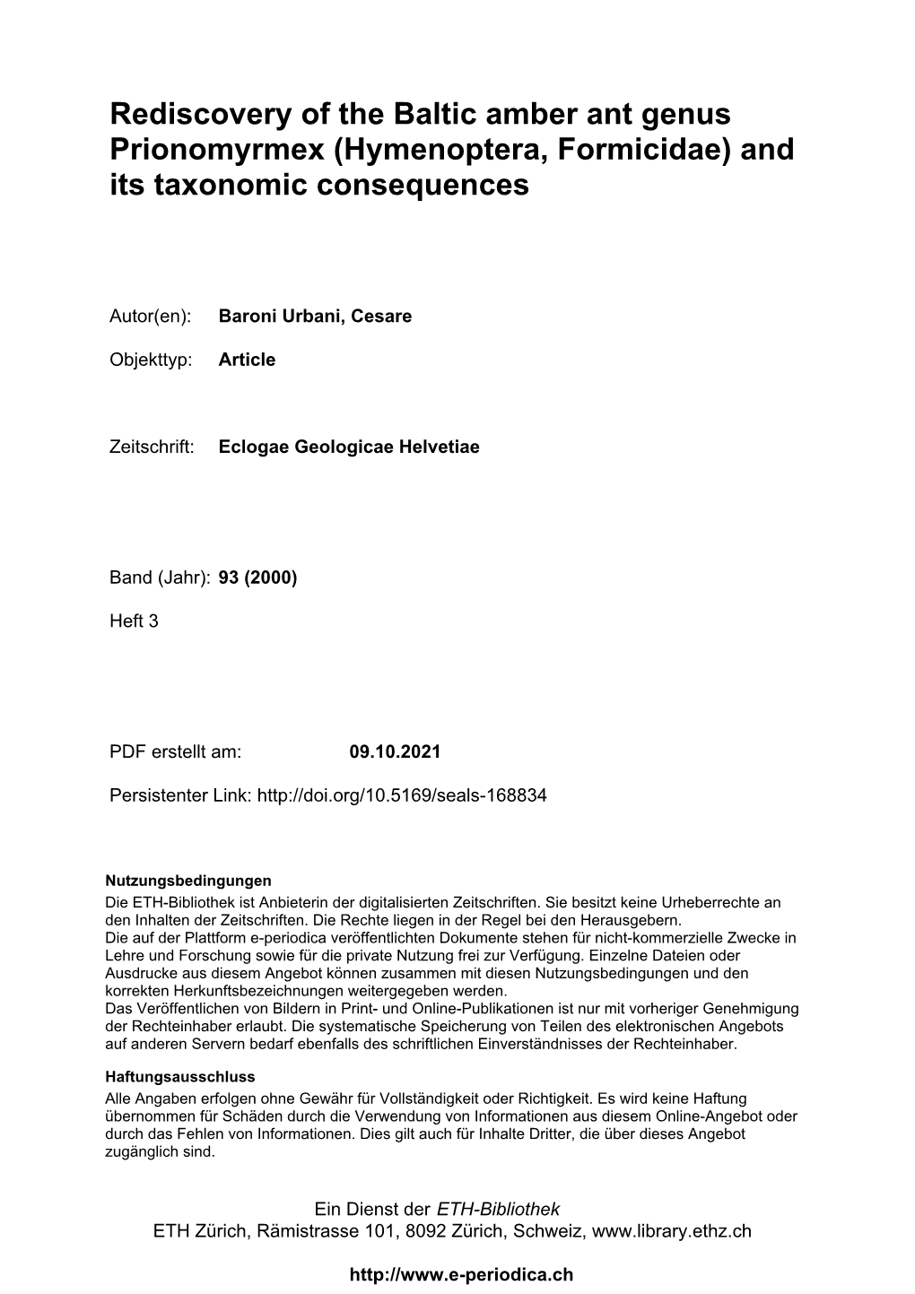 Hymenoptera, Formicidae) and Its Taxonomic Consequences