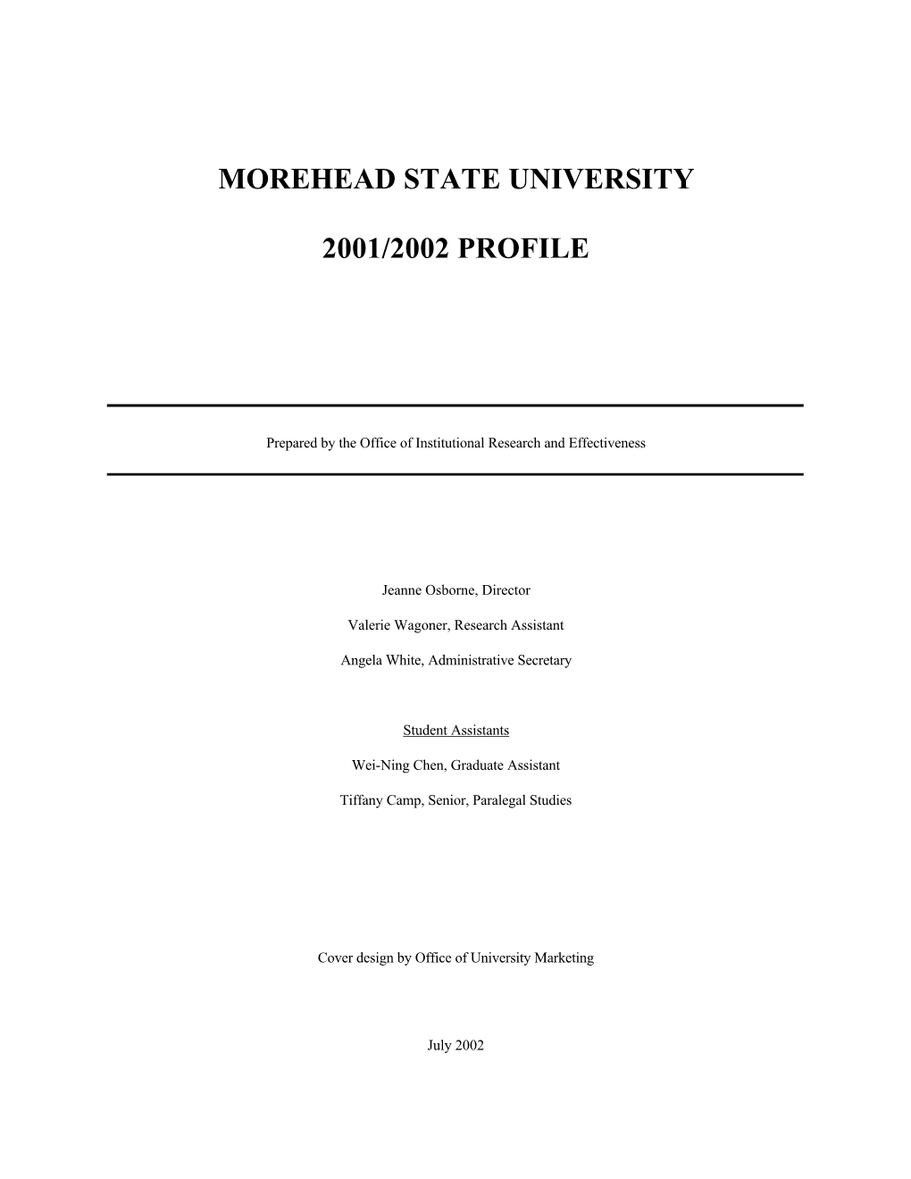 Morehead State University 2001/2002 Profile