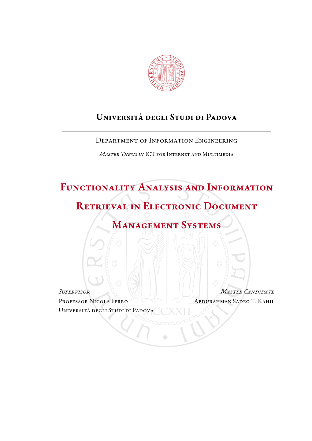 Functionality Analysis and Information Retrieval in Electronic Document Management Systems